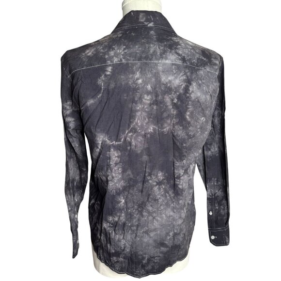 Vintage Y2K Button Up Long Sleeve Shirt S Gray Black Cotton Affliction Style - Picture 4 of 6